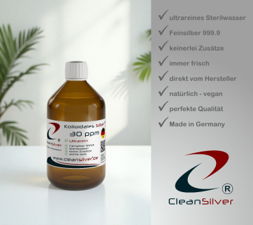 CleanSilver Kolloidales Silber 30ppm 500ml info