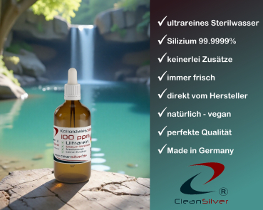 Preview: CleanSilver Kolloidales Silizium 100ppm 100ml Pip info