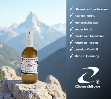 CleanSilver kolloidales Zink 100ppm 100ml Spray info