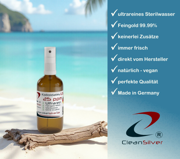 CleanSilver Kolloidales Gold 25ppm 100ml Spray info