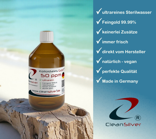 CleanSilver Kolloidales Gold 50ppm 500ml info