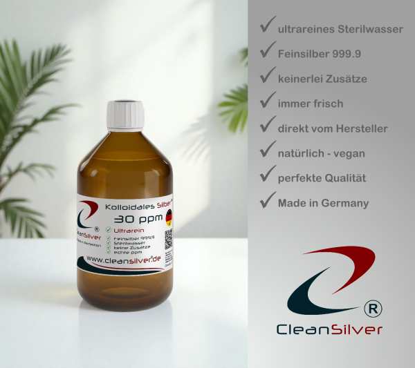 CleanSilver Kolloidales Silber 30ppm 500ml info