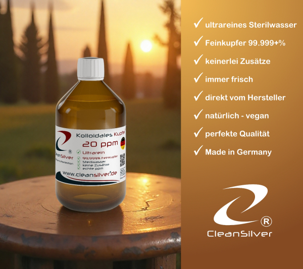 CleanSilver kolloidales Kupfer 20ppm 500ml info