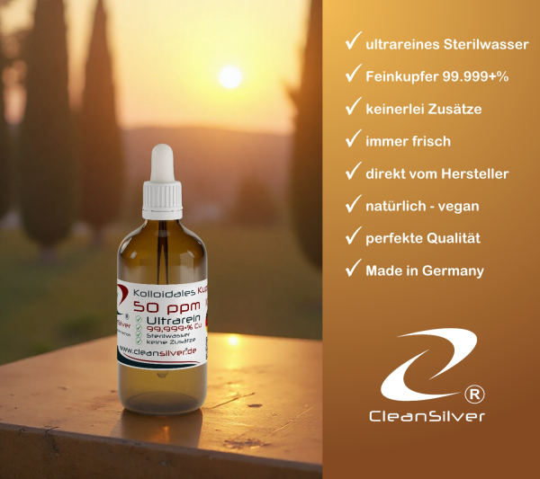 CleanSilver kolloidales Kupfer 50ppm 100ml Pip info
