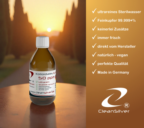 CleanSilver kolloidales Kupfer 50ppm 250ml info