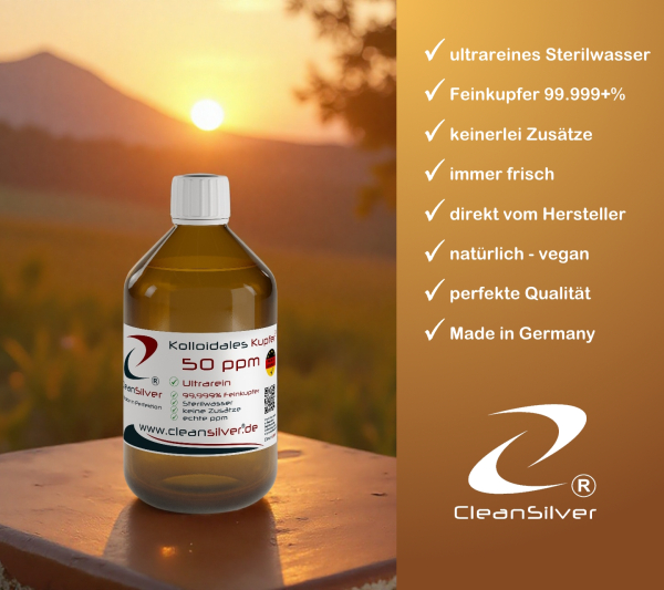 CleanSilver kolloidales Kupfer 50ppm 500ml info