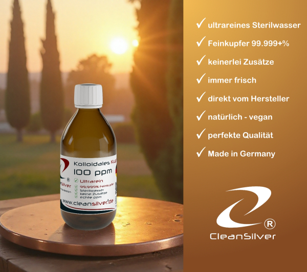 CleanSilver kolloidales Kupfer 100ppm 250ml info