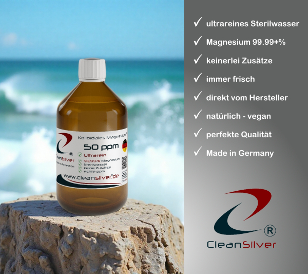 CleanSilver kolloidales Magnesium 50ppm 500ml info