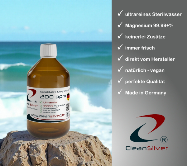 CleanSilver kolloidales Magnesium 200ppm 500ml info