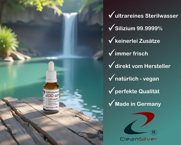 CleanSilver Kolloidales Silizium 200ppm 20ml Pip info