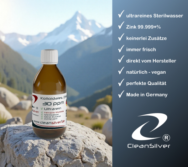 CleanSilver kolloidales Zink 30ppm 250ml info