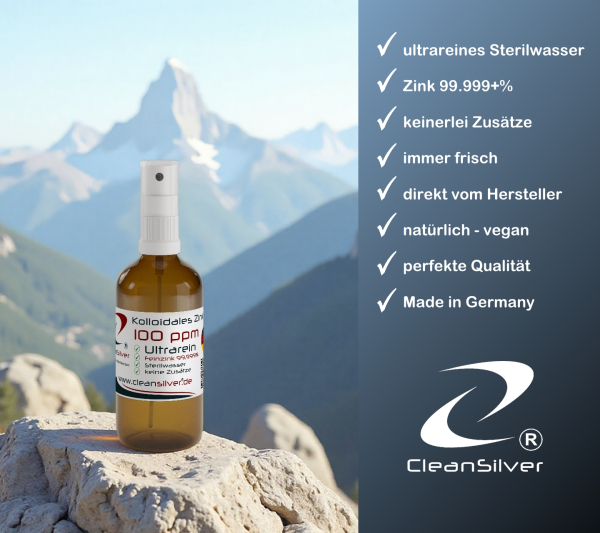 CleanSilver kolloidales Zink 100ppm 100ml Spray info