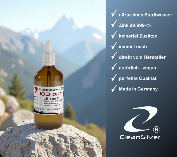 CleanSilver kolloidales Zink 100ppm 100ml Pip info