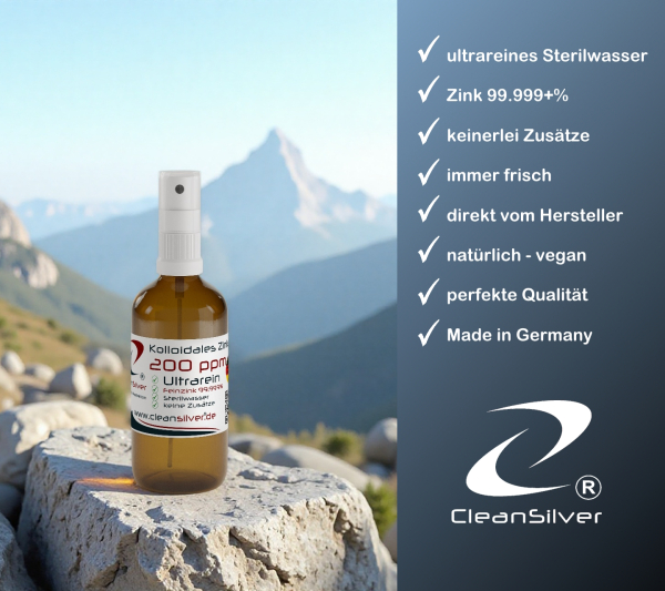 CleanSilver kolloidales Zink 200ppm 100ml Spray info